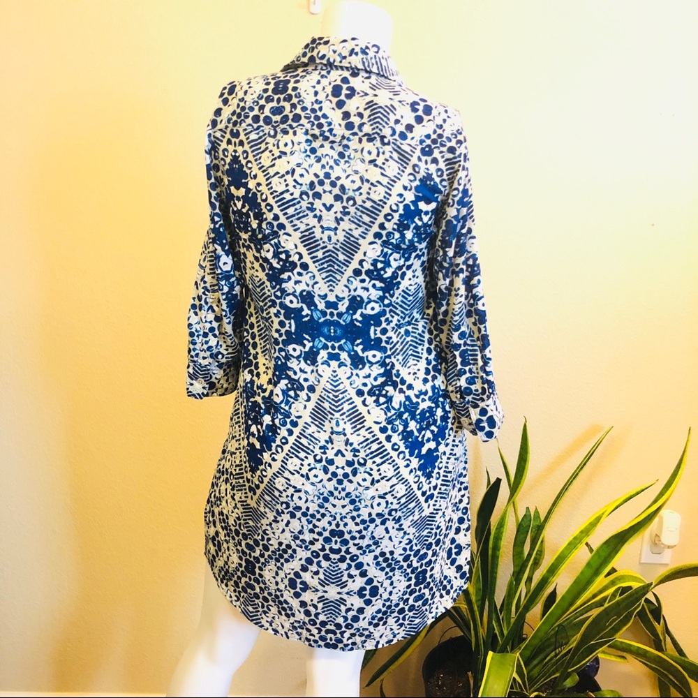 Cabi || Blue White Button Down Dress - Picture 4 of 10